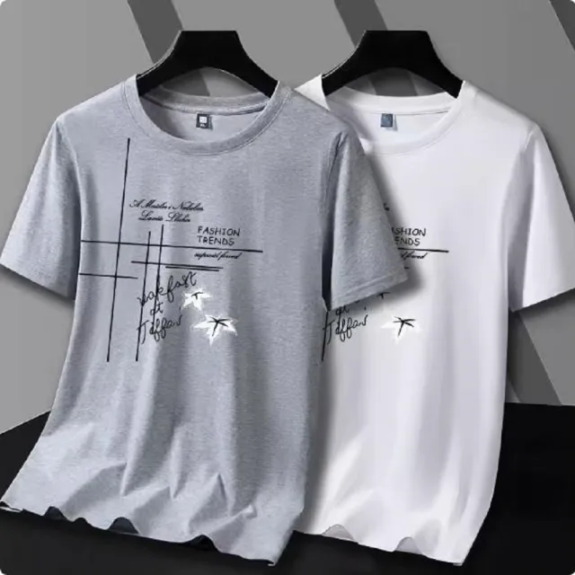 【NBL】現貨買一送一冰絲棉薄款多色印花T恤T0624(潮牌百搭圓領短袖T恤)