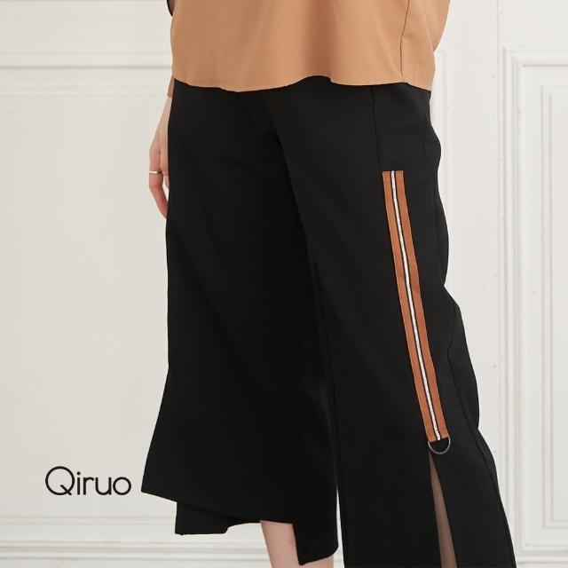 【Qiruo 奇若名品】秋冬專櫃黑色九分褲2011C 側邊直線(M-2XL)