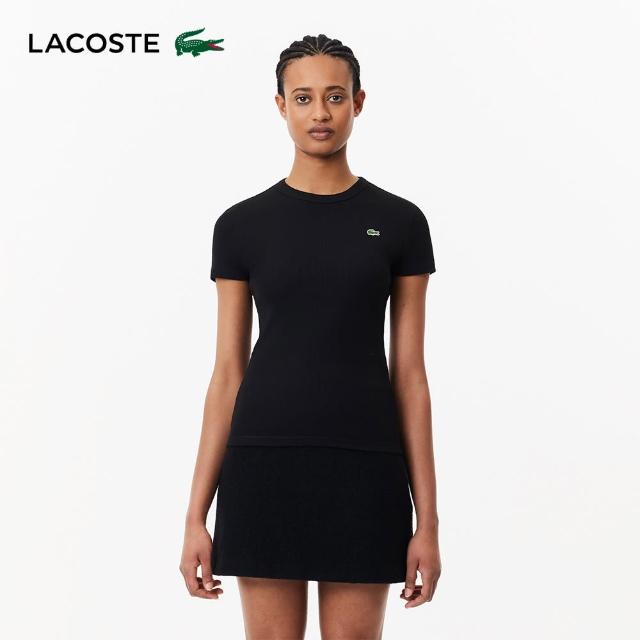 【LACOSTE】女裝-修身款有機棉短袖T恤(黑色)