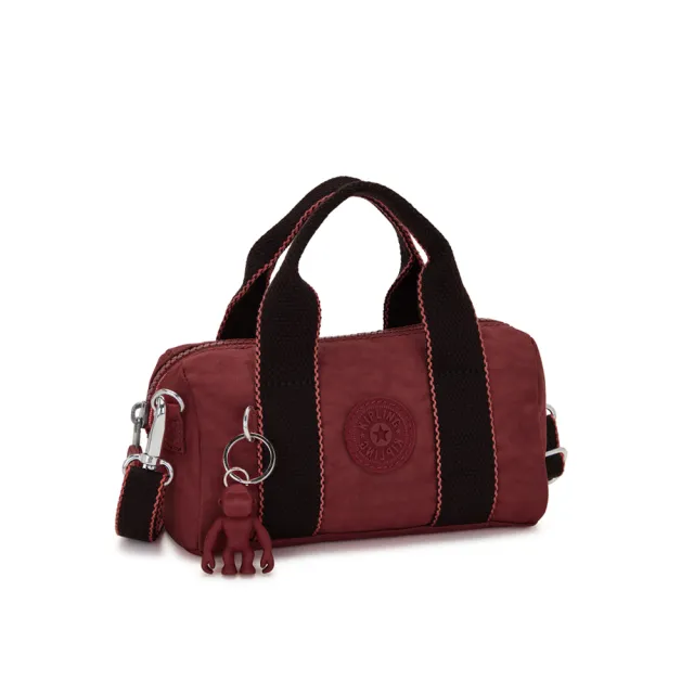 【KIPLING】勃根地鐵鏽紅輕巧圓筒手提肩背兩用包-BINA MINI