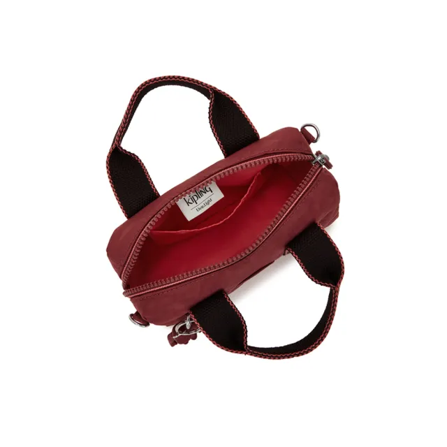 【KIPLING】勃根地鐵鏽紅輕巧圓筒手提肩背兩用包-BINA MINI