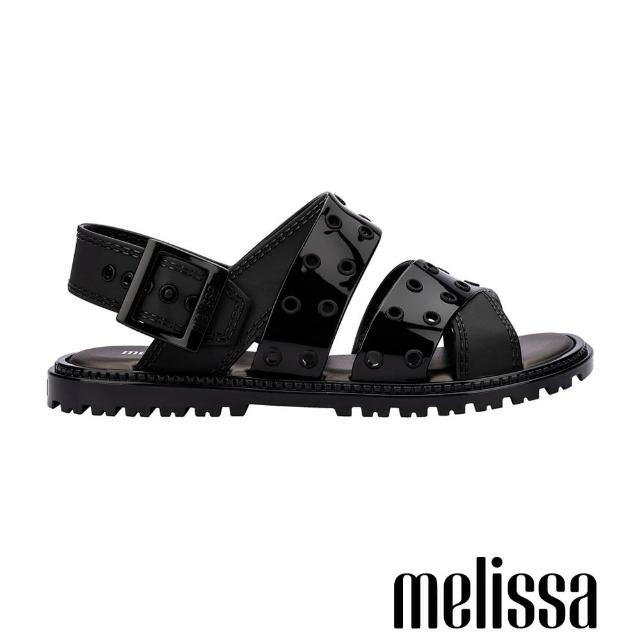 【Melissa】交叉雙帶洞洞涼鞋(黑色)