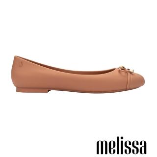 【Melissa】拼接圓頭蝴蝶結娃娃鞋(卡其色)