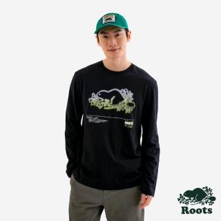 【Roots】Roots男裝- NEON BEAVER 長袖上衣(黑色)