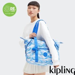 【KIPLING官方旗艦館】藍粉海洋波紋印花手提側背包-ART M