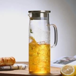 【zozo】買一送一 直立式耐熱玻璃冷水壺1500ml(不鏽鋼蓋 大容量 高硼矽玻璃 玻璃茶壺 附柄冷水壺 泡茶壺)