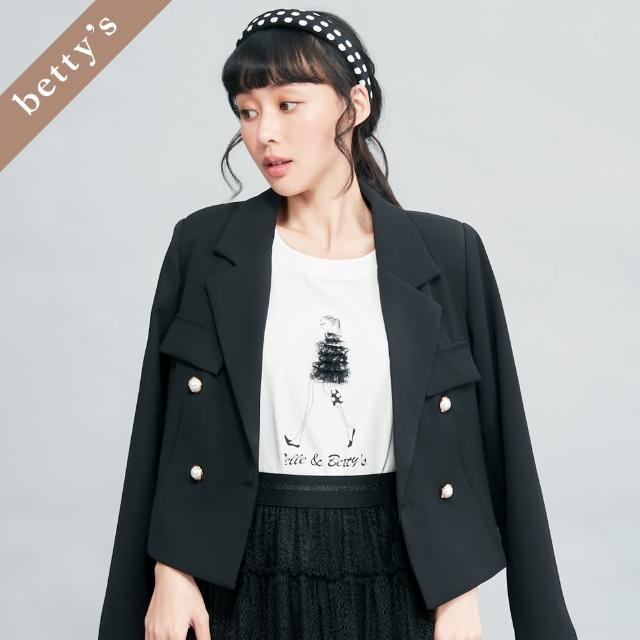 【betty’s 貝蒂思】蕾絲洋裝女孩印花短袖T-shirt(共二色)