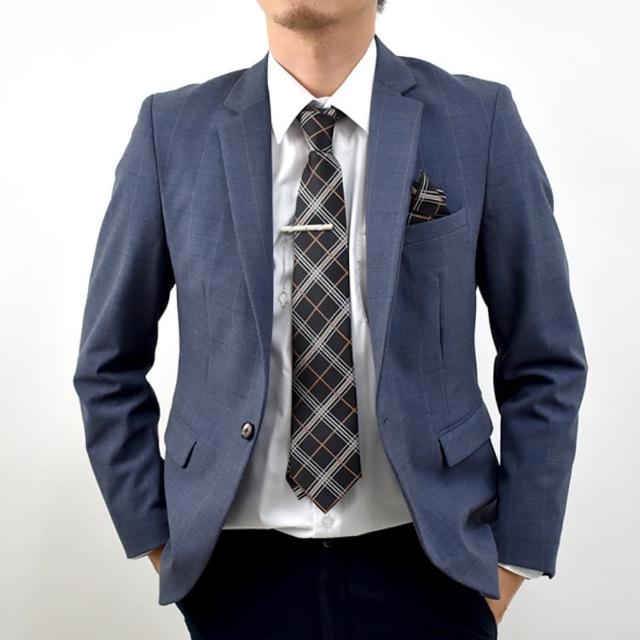 【men life】格紋領帶禮盒組 西裝配件四件組(領帶組)