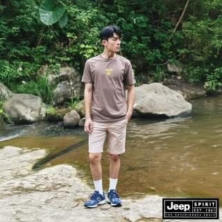 【JEEP】男裝 百搭休閒短褲(卡其色)