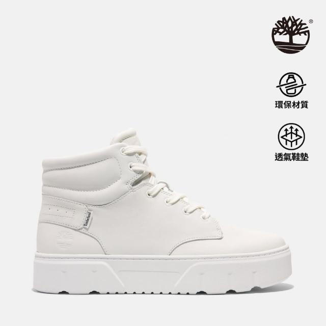 【Timberland 官方旗艦】女款白色皮革高筒休閒鞋(A27EKEM2)