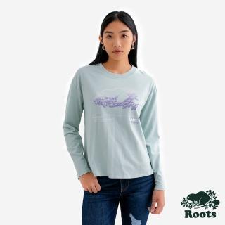 【Roots】Roots女裝- NEON BEAVER 長袖上衣(浪花藍)