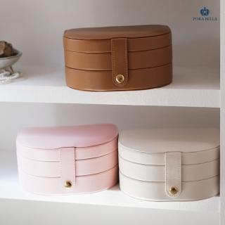 【Porabella】新款雙層美拉德色系皮革首飾盒 飾品收納盒 絨布盒飾品盒 飾品戒指項鍊耳環耳夾收納