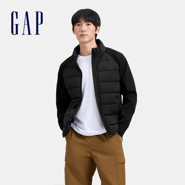 GAP 男裝 Logo立領羽絨外套-黑色(638287)