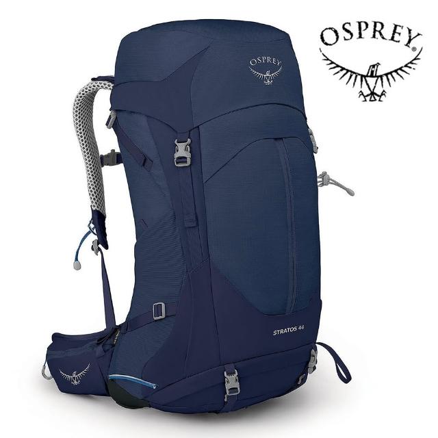 【Osprey】Stratos 44 透氣網架健行登山背包 44L 男款 海鯨藍(登山背包 健行背包 運動背包)