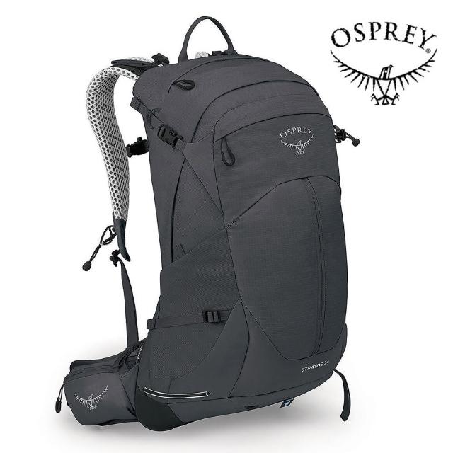 【Osprey】Stratos 24 透氣網架健行登山背包 24L 男款 隧道灰(登山背包 健行背包 運動背包)