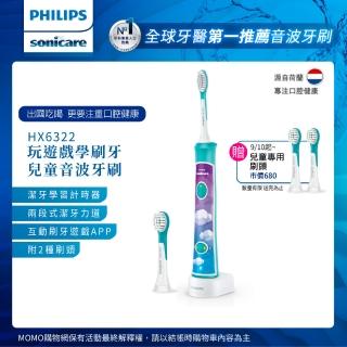 【Philips 飛利浦】Sonicare 新一代兒童音波震動牙刷/電動牙刷(HX6322/04)