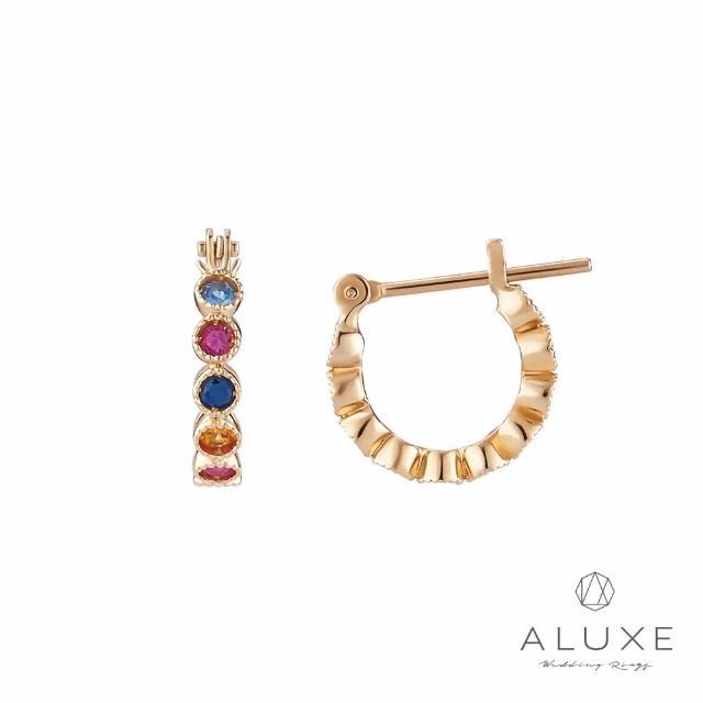 【ALUXE 亞立詩】10K金 寶石耳環 小圓圈 EE0114