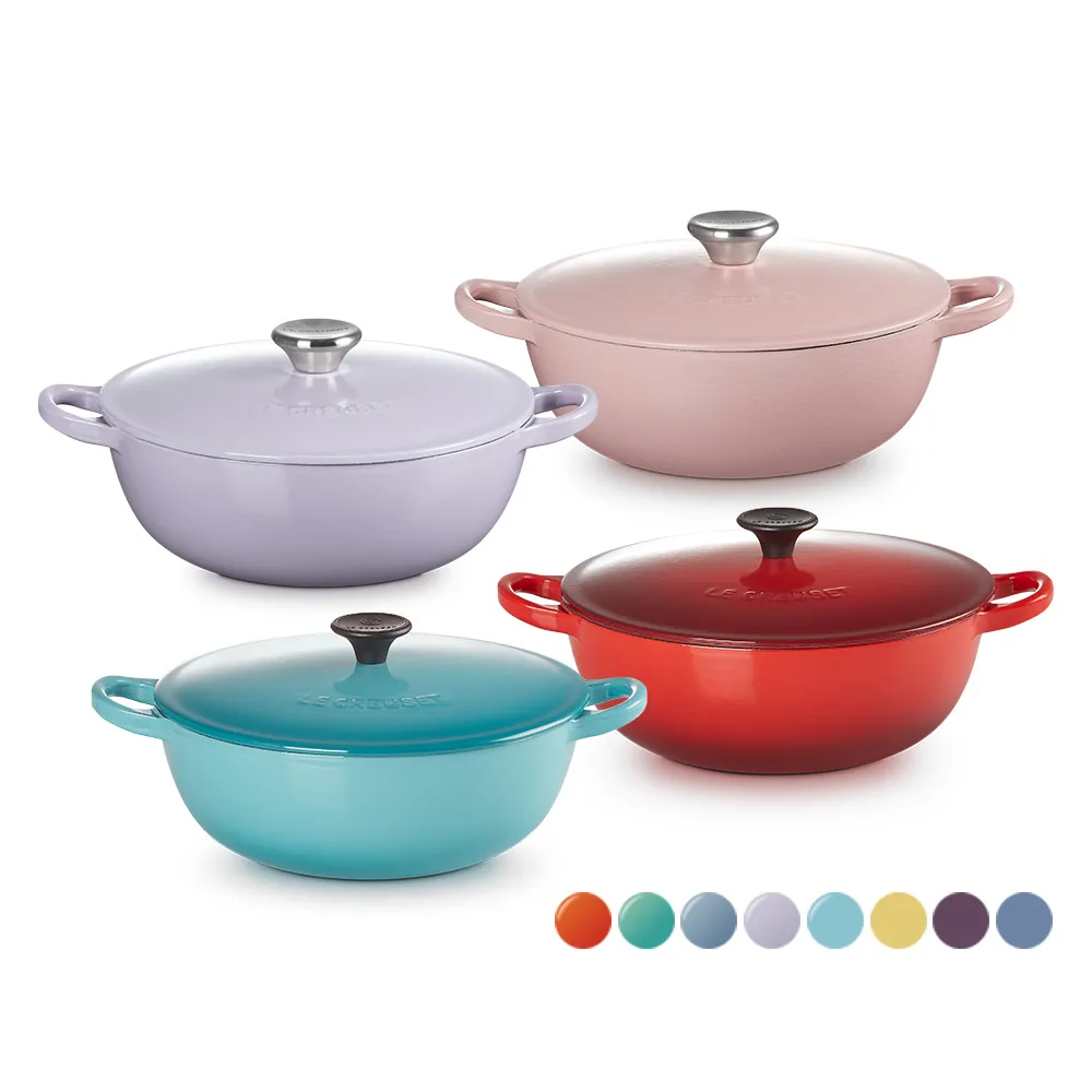 【Le Creuset】琺瑯鑄鐵鍋媽咪鍋 22cm(薰衣草/甜心粉/加勒比海藍/火焰橘/海岸藍  多色可選)