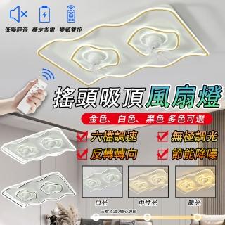 【LADUTA 拉布塔】200W北歐搖頭吊扇燈 led變頻風扇燈 家用靜音迴圈風扇(適用5~8坪 隱形吊扇 吊燈 風扇燈)