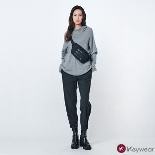 【KeyWear 奇威名品】簡約光澤感鬆緊長褲