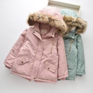 【MANI 瑪尼】女童冬季加厚連帽中長版外套毛圈(女童毛圈連帽外套 加絨加厚冬季外套 防風保暖外套)