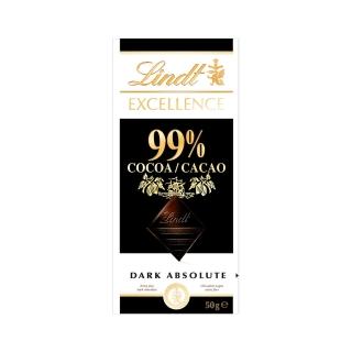 【Lindt 瑞士蓮】極醇系列99%巧克力片 50g(黑巧克力)