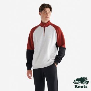 【Roots】Roots男裝- ACTIVE INTERLOCK 半拉鍊上衣(拼色)
