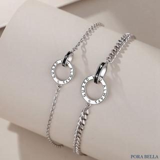 【Porabella】925純銀情侶手鍊 星月守護手鏈 雙環手鍊手鍊 情人節禮物 告白禮物 Bracelets
