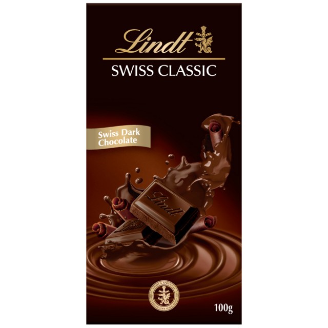 【Lindt 瑞士蓮】經典黑巧克力 100g(黑巧克力)