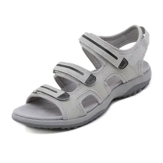 【MINE】魔鬼粘涼鞋 戶外涼鞋/舒適耐磨魔鬼粘個性休閒戶外涼鞋(灰)