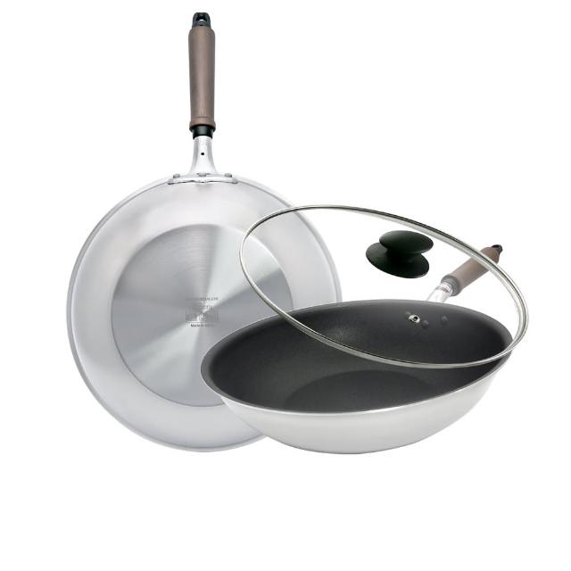 【hokua 北陸鍋具】日本製Plateado EM複合金不沾平炒鍋28cm含蓋(可用金屬鏟/IH可用鍋)