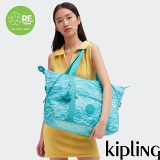 【KIPLING官方旗艦館】（網路獨家款）湖水綠水波紋印花手提側背包-ART M