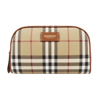 【BURBERRY 巴寶莉】經典LOGO小型化妝包(卡其)