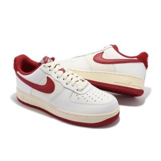 【NIKE 耐吉】休閒鞋 Air Force 1 07 LV8 男鞋 經典款 皮革 奶油中底 復古 白 紅 DO5220-161