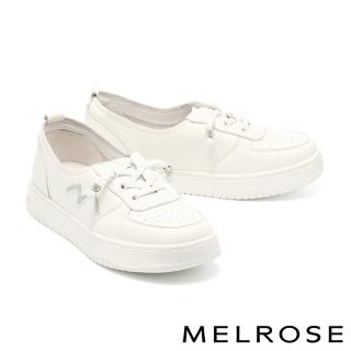 【MELROSE】美樂斯 時髦率性M字牛皮懶人QQ厚底休閒鞋(白)