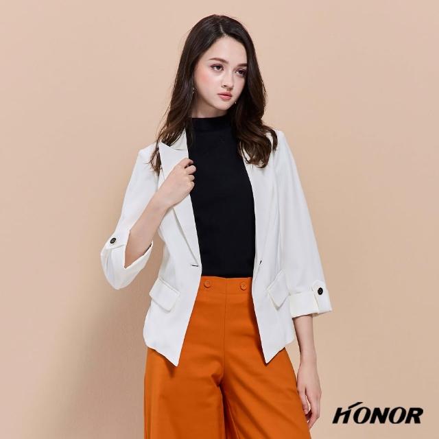 【HONOR 山形屋】俐落翻領七分袖西裝外套-白