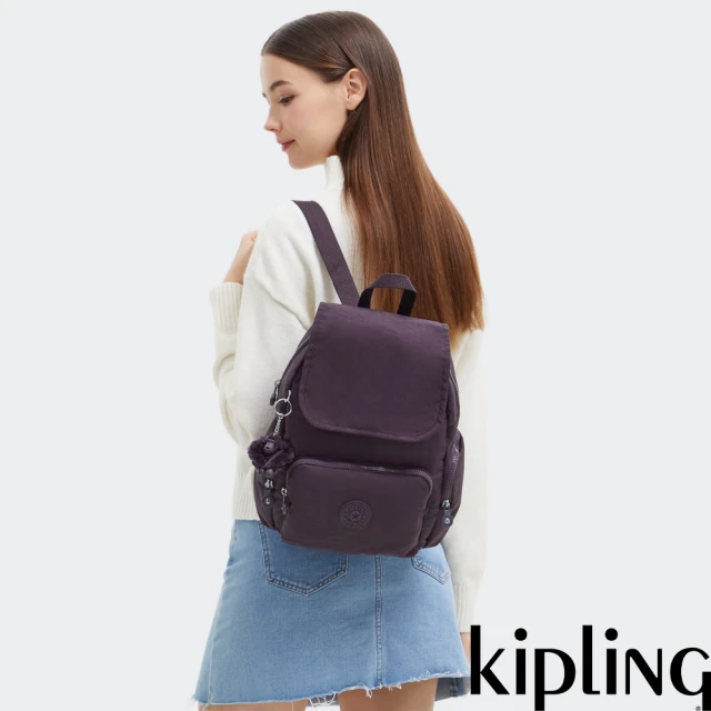 KIPLING官方旗艦館 米色老花拼接手提肩背托特包-DEV