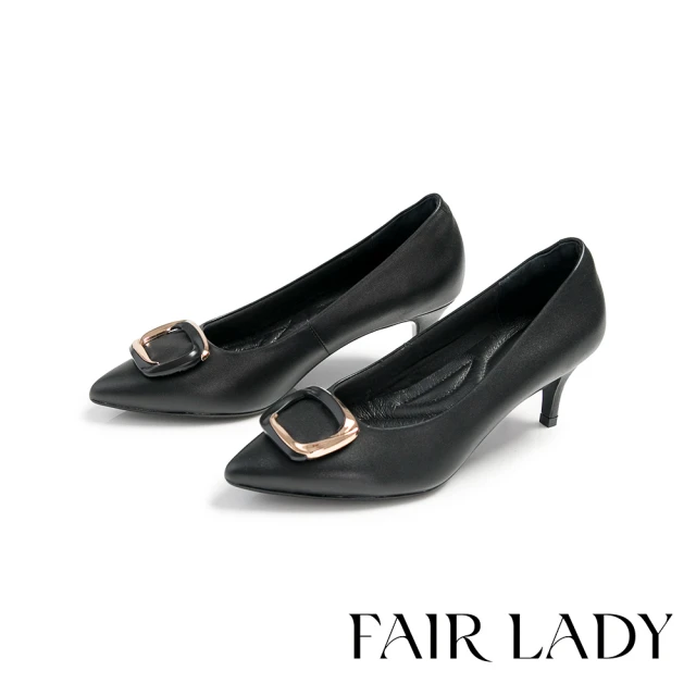FAIR LADY 芯太軟 甜美細帶瑪莉珍低跟鞋(黑、5A2