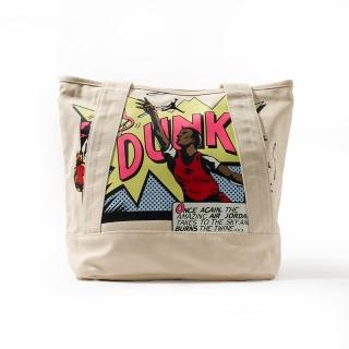 【NIKE 耐吉】Jordan Dunk 米白色 塗鴉 托特包 帆布 提袋 肩揹包 JD2433042AD-002