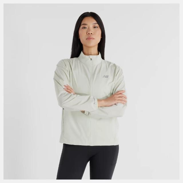 【NEW BALANCE】NB 外套 女款 運動風衣外套 防風 防潑水 反光 美規 綠 WJ41245NUM