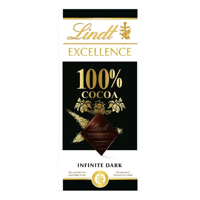 【Lindt 瑞士蓮】極醇系列100%黑巧克力片50g(黑巧克力)