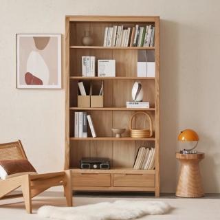 【橙家居·傢俱】/預購/挪威系列0.85米雙抽實木書架B款 NW-A3172(預購品 書架 置物櫃 展示櫃 書櫃 收納櫃)