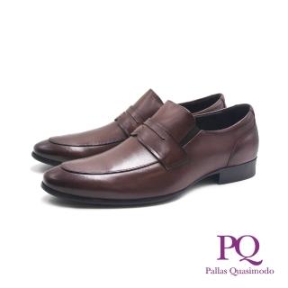 【PQ】男 loafer 藍底光澤圓尖頭樂福皮鞋 男鞋(咖啡色)