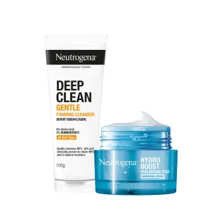 【Neutrogena 露得清】水活保濕保養清潔組(保濕凝露50g+深層淨化洗面乳100g)