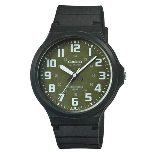 【CASIO 卡西歐】MW-240-3B 極簡色彩大錶面指針錶(學生考試必備 錶徑約4.36公分)