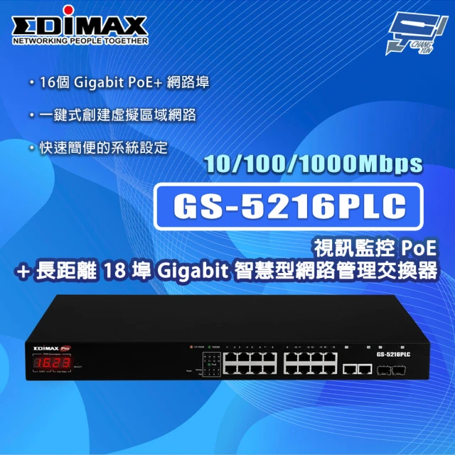 CHANG YUN 昌運 EDIMAX 訊舟 GS-5216PLC 18埠 Gigabit 智慧型網路管理交換器