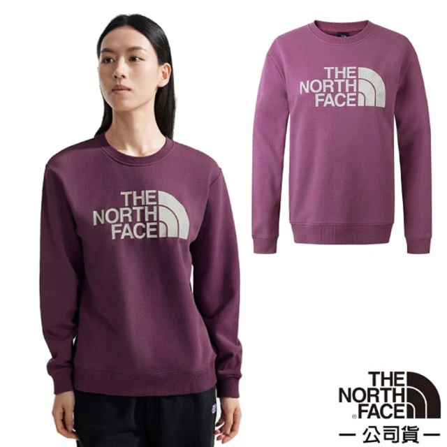 The North Face 女 吸濕透氣純棉長袖圓領T恤.休閒套頭衫.運動上衣(8ASU-1NI 紫色)