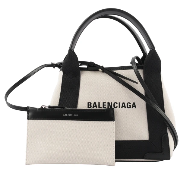 Balenciaga 巴黎世家 NAVY CABAS帆布二用包/子母包_XS(米白/黑)