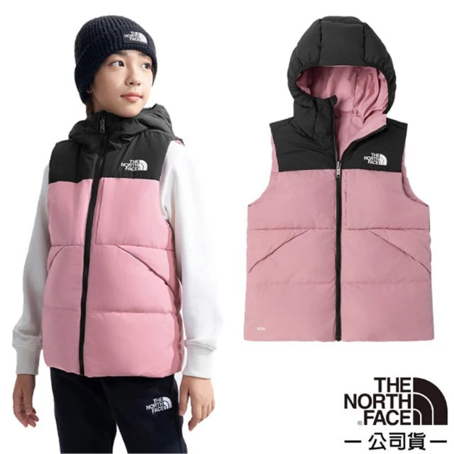 The North Face 童 雙面穿連帽保暖鵝絨背心.休閒上衣/600FP蓬鬆度(89XR-4YI 落櫻紫)