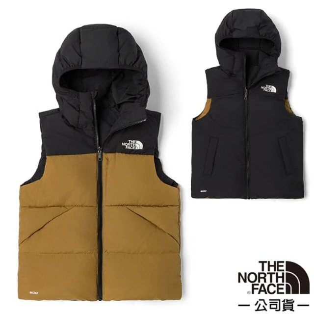 The North Face 童 雙面穿連帽保暖鵝絨背心.休閒上衣/600FP蓬鬆度(89XR-YW2 棕色)